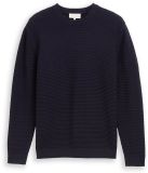 Tom Tailor Pull en maille à col rond - Taille L - bleu captain