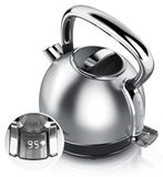 Arendo waterkoker VINTAGE, retro theepot, 1,7 liter, 2200 W, temperatuurinstelling van 40 tot 100 °C, LED-display met touchscreen, warmhoudfunctie, kalkfilter, automatische uitschakeling, zilver