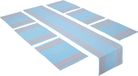 Sans marque Ladeder Blue Ensemble de salle à manger, 6 sets de table + 1 chemin de table, coton, rayé, lavable en machine