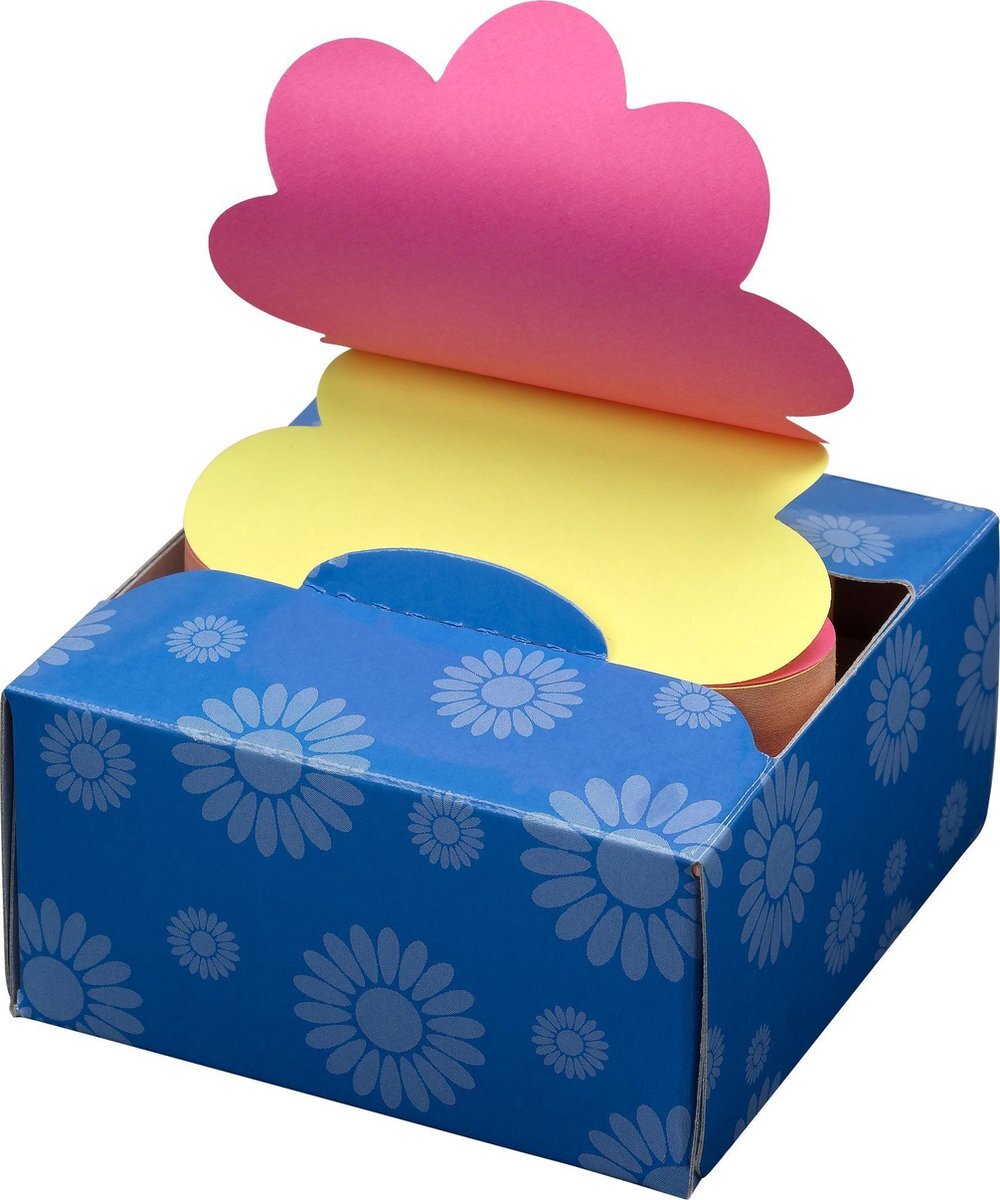 Stick'n Pop-up Z-Notes memoblok bloem 76x76mm, geel/magenta, 200 memoblaadjes in dispenser