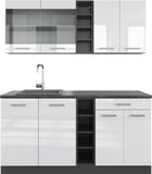 Vicco R-Line Eenpersoonskeuken – 160 cm, WB Antraciet Wit hoogglans/antraciet