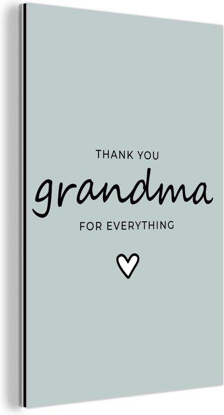 MuchoWow Aluminium Schilderij Industrieel - "Thank You Grandma" - 100x150cm