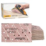 Mirka schuurpapier Ultimax Ligno 81x133mm, korrel P120, met klittenbandbevestiging en multifit-perforatie voor stofarm werken, verpakking van 50 stuks