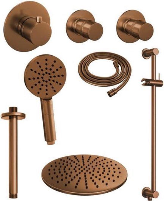 Brauer Copper Edition Inbouw Regendoucheset - 30cm Hoofddouche - Geborsteld Koper