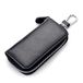 WESTONETEK Unisex Mens Womens Premium Lederen Autosleutelhouder Tas Sleutelhanger Case Portemonnee met 6 Haken Ritssluiting, Zwart, 4,3 x 2,4 inch