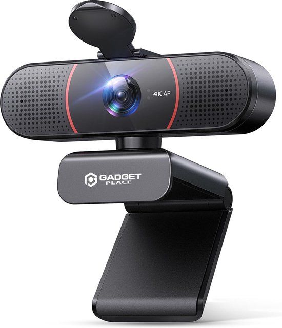 Gadgetplace 4K Ultra HD Pro Webcam met Ruisvrije Microfoon - Incl. Webcam Cover en USB Adapter - Voor Laptop en PC - Windows en Mac