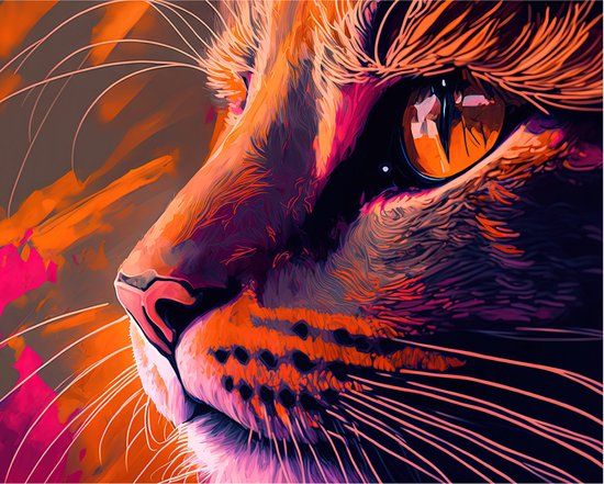 Schilderen op Nummer Set - Poes Close-up - 40x50cm - Bi2L