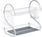 Kinvara Afwas afdruiprek 2-Laags - grijs/zilver - 41 x 12 x 26 cm - Afwasrek - chrome metaal