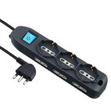 Electraline 62019 veelzijdige meervoudige contactdoos, 3+6 stopcontacten met 1,5 m kabel, zwart