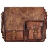 GreenLand Nature Leren Business tas Laptoptas met laptopvak MASCU & LINE Messenger Bag Brown Bruine