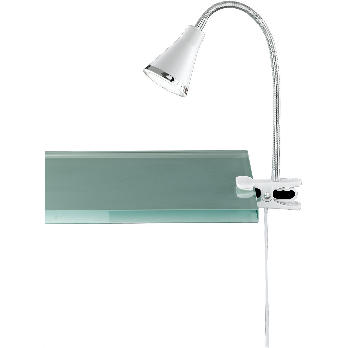 SBE LED Klemlamp - Trion Arora - 3W - Warm Wit 3000K - Glans Wit - Kunststof