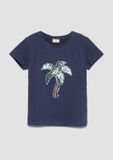 s.Oliver T-shirt bleu marine coton col rond imprimé taille 92/98
