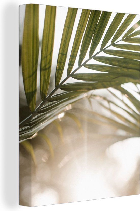 OneMillionCanvasses Canvas schilderij 120x160 cm - Palmboom - Palmblad - Zon - Zomer - Multicolor - Rechthoek