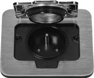 ORNO Hermetisch elektrische socket, inbouwstopcontact IP55, opening hoek 110°, brushed aluminium