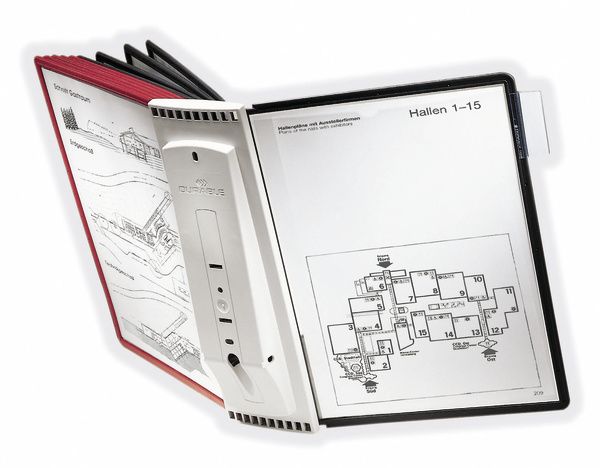 Durable Sherpa® Display Wall Mount - A4 - 10 Panels - Black/Grey/Red