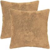 vidaXL Kussensloop 2 stuks Taupe 50 x 50 cm Nep Konijnenbont