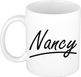 Bellatio Decorations Nancy Naam koffiemok - beker - met sierlijke letters - wit