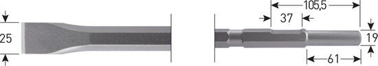 Rotec 6-kant Plattebeitel 25x380mm 6-kant ø21,0 / ø19x66 - 2154011