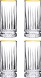 Pasabahce Elysia Longdrinkglazen 28 cl / 280 ml Gouden Rand | Set van 4 Stuks | Geschikt voor Cocktails en Frisdrank | Glas | Vaatwasserbestendig
