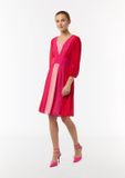 Comma - Vrouwen Midi-jurk met ceintuur - Chilirood - Maat 40