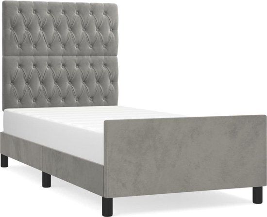 vidaXL Bedframe - fluweel - lichtgrijs - 90x190 cm