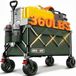 Overmont Opvouwbare bolderkar, inklapbare handwagen, met brede wielen, tot 150 kg draagkracht, voor camping, sport, winkelen, tuin, groen