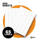 Blake Puur etiketten, 65 stuks per A4-vel, 500 vellen, zelfklevende adresprinterlabels, 38,1 x 22,2 mm
