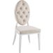 Homy France - Lot De 4 Chaises Medaillon Capitonnées Velours Blanc Cassé