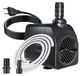 Pompe de fontaine - 16 W - 800 l/h - Pompe submersible - Ultra silencieuse - Câble de 1,8 m - Noir