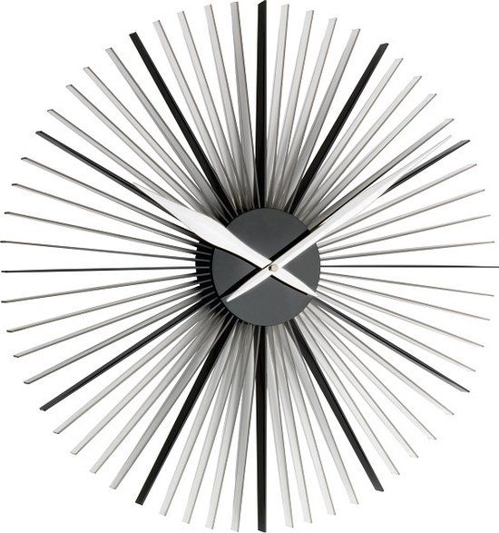 TFA Dostmann TFA 60.3023.01 Daisy XXL Design Wandklok - Zwart/Wit/Zilver - 50cm