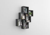 FMD Wandschap met 8 vakken, Matera grijs, MDF, 81 x 94.3 x 16 cm