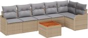 vidaXL Tuinset met 7 zitplaatsen. Beige en lichtgrijs, gemaakt van polyrotan