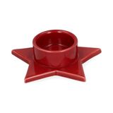 Bougeoir étoile porcelaine rouge bougie de l'avent