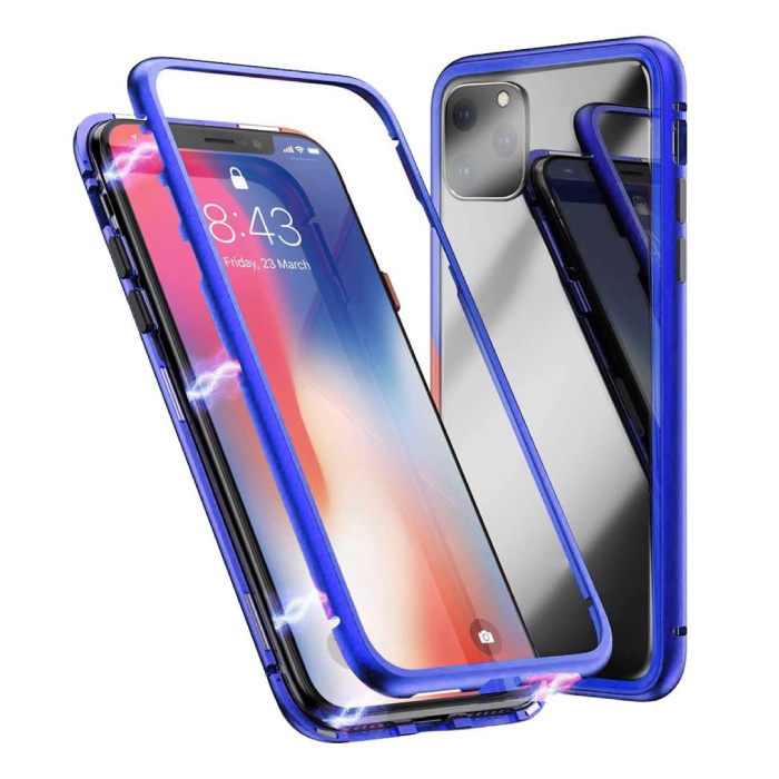 Stuff Certified iPhone 12 Mini Magnetisch 360° Hoesje met Tempered Glass - Full Body Cover Hoesje + Screenprotector Blauw