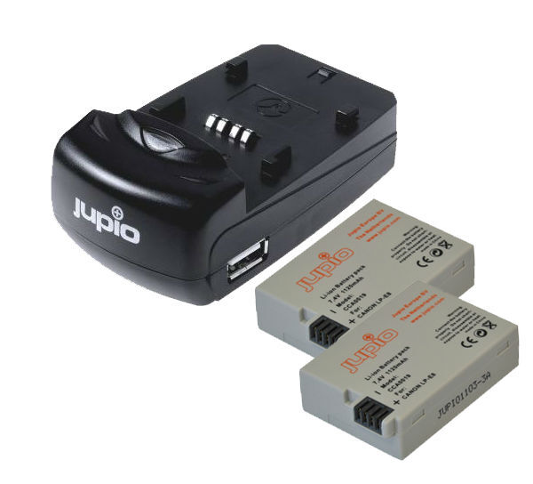 Jupio Kit met 2x Battery LP-E8 1120mAh + USB Single Charger