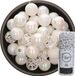 Decoris Kerstballen - 37x stuks - 6 cm - incl. kralenslinger - parelmoer wit - kunststof