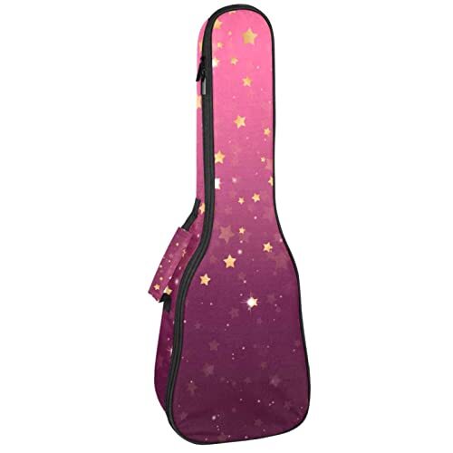 Mersov Tenor Ukulele Gigbag Waterdichte Ukelele Case Gewatteerde Rugzak, Geweldig voor Sopraan Concert (21/23/24") Sterren Roze