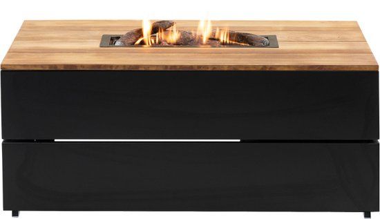 Cosipure 120 Black / Teak - 120 cm - Gas Vuurtafel