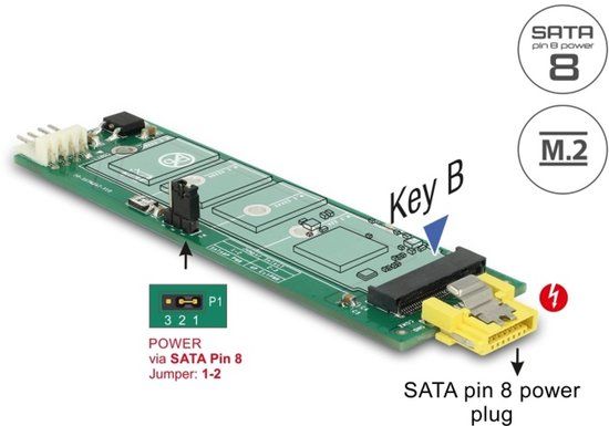 Delock Converter SATA pin 8 power receptacle > M.2 Key B slot