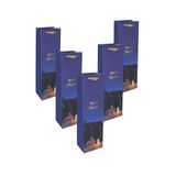 SIGEL GT129 Geschenktas fles - blauw - winterlandschap - met bodeminzet en bijpassende zijden bandgrepen - kunststof, wit karton - 10 x 35 x 8 cm, 5 stuks