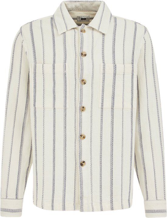 WE Fashion Heren regular fit overshirt met structuur - Gebroken wit - Katoen - Maat: XL