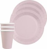 Santex Feest/Verjaardag Servies Set - Lichtroze Kartonnen Bordjes en Bekertjes (20 Stuks)