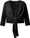 Ulla Popken - Dames - Bolero kort jasje jersey 3/4-mouwen zoomknoop - Zwart - Maat 58+