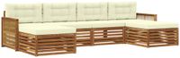 vidaXL - Bank loungeset - 4 zitplekken - Massief Acacia Hout - Natuurlijk en crème