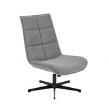39F FURNITURE DREAM Moderne draaistoel met zitvlak van stof met ligfunctie en metalen sokkel, grijs, 63,5 x 85 x 93 cm