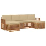 vidaXL Buiten bank set 6 st Natuurlijk en Beige