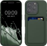 kwmobile telefoonhoesje geschikt voor Apple iPhone 16 Pro - Hoesje met pasjeshouder - TPU case in donkergroen