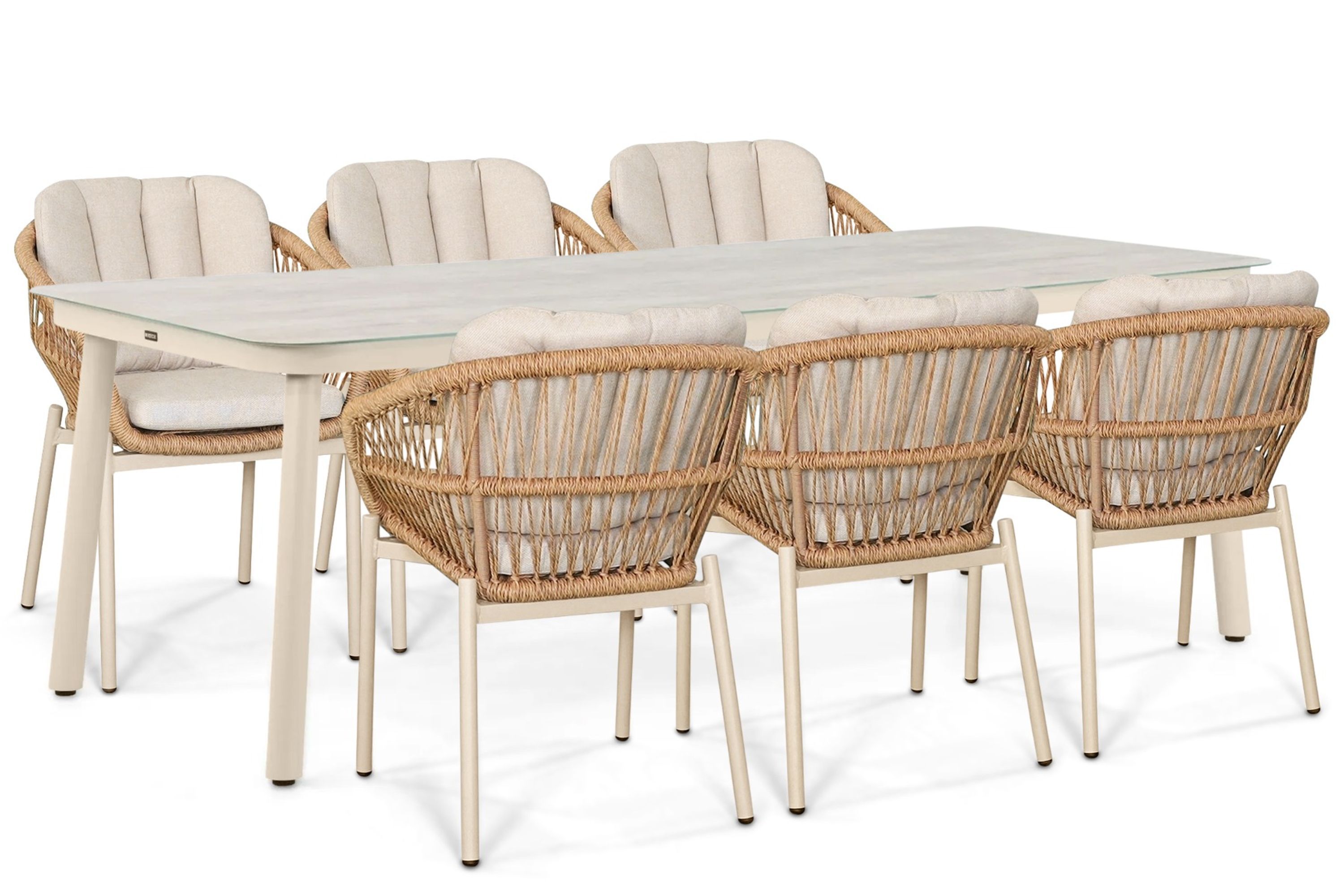 De Laan Projects De Laan Malaga/Tavano 220x90 cm dining tuinset 7-delig