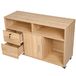 BAKAJI Multifunctionele houten printerkast met 3 planken, 2 laden met sleutel en 1 kast met vakken, bureaukast met beweegbare wielen, 100 x 35 x 65 cm (eiken)