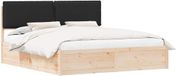 vidaXL Bedframe met Gevoerde Hoofdbord Zwart 180 x 200 cm